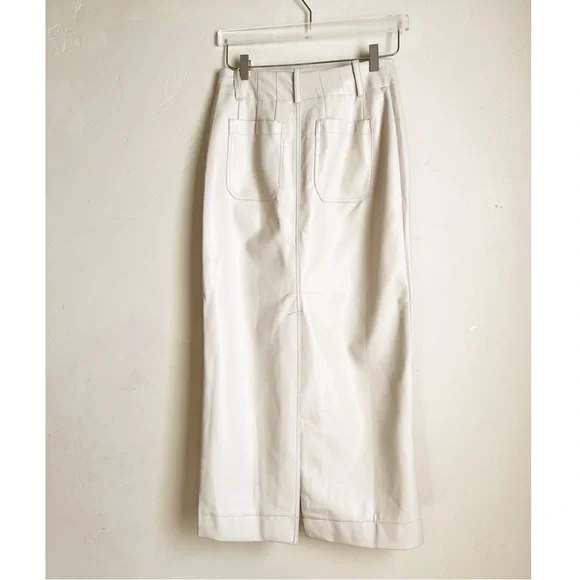 Anthropologie MAEVE Elegant Bone Vegan Leather Maxi Skirt - Picture 4 of 7